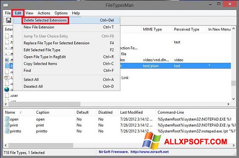 Ekran görüntüsü Unassociate File Types Windows XP