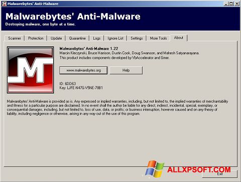 Ekran görüntüsü Malwarebytes Anti-Malware Free Windows XP