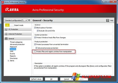 Ekran görüntüsü Avira Professional Security Windows XP