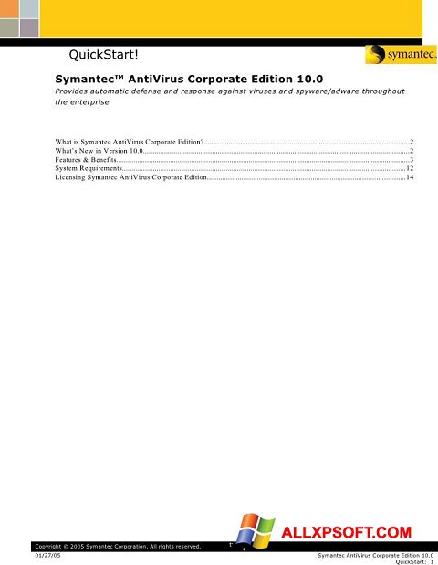 Ekran görüntüsü Symantec Antivirus Corporate Edition Windows XP