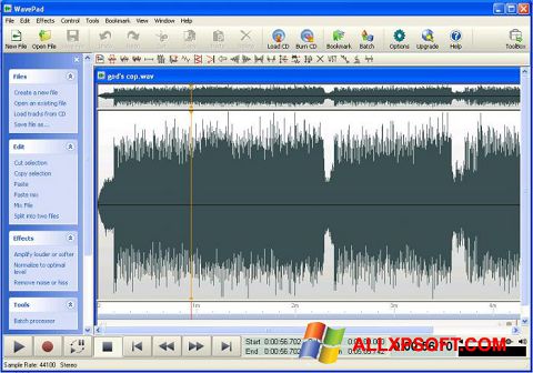 Ekran görüntüsü WavePad Sound Editor Windows XP