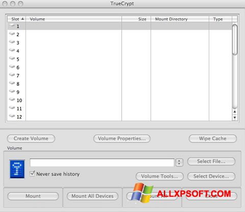 Ekran görüntüsü TrueCrypt Windows XP