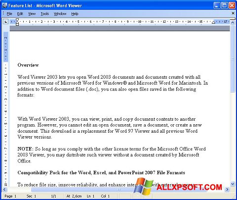 Ekran görüntüsü Word Viewer Windows XP