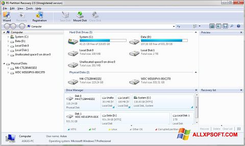 Ekran görüntüsü RS Partition Recovery Windows XP