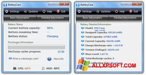 Ekran görüntüsü BatteryCare Windows XP