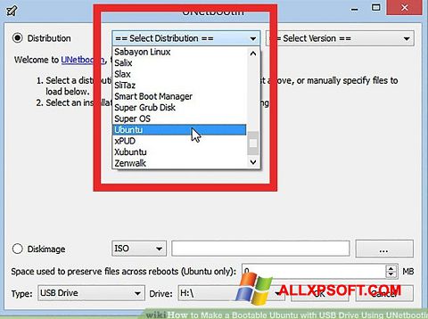 Ekran görüntüsü UNetbootin Windows XP