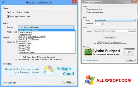 Ekran görüntüsü Rylstim Screen Recorder Windows XP