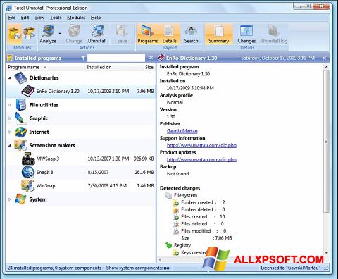 Ekran görüntüsü Total Uninstall Windows XP
