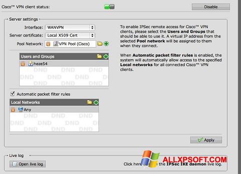 Ekran görüntüsü Cisco VPN Client Windows XP
