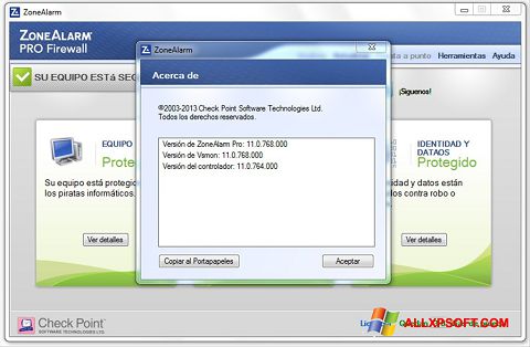Ekran görüntüsü ZoneAlarm Windows XP