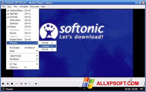 Ekran görüntüsü Media Player Classic Windows XP