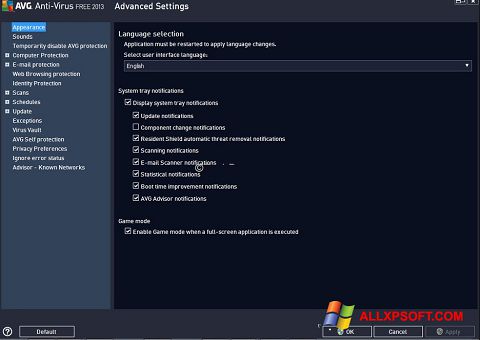 Ekran görüntüsü AVG Windows XP