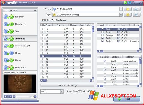 Ekran görüntüsü DVDFab Windows XP