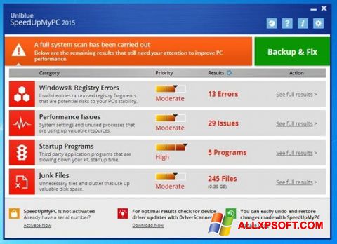Ekran görüntüsü SpeedUpMyPC Windows XP