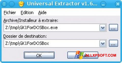 Ekran görüntüsü Universal Extractor Windows XP