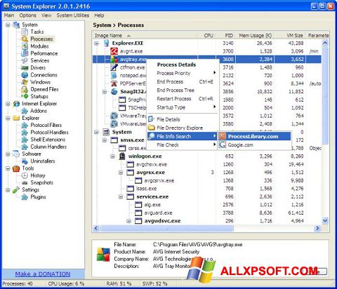 Ekran görüntüsü System Explorer Windows XP