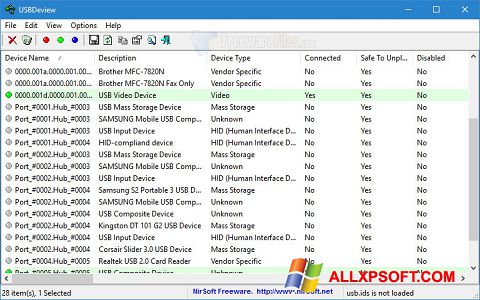Ekran görüntüsü USBDeview Windows XP
