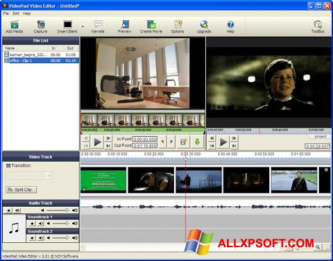 Ekran görüntüsü VideoPad Video Editor Windows XP