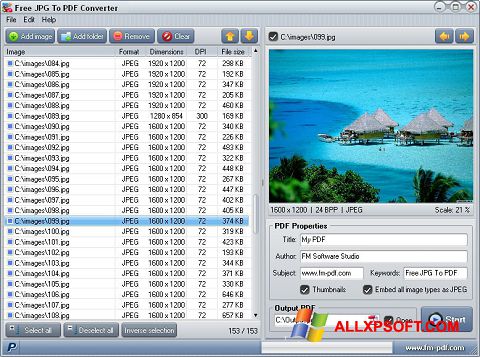 Ekran görüntüsü JPG to PDF Converter Windows XP