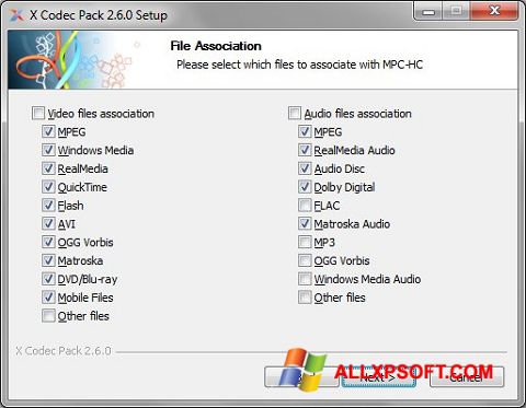 Ekran görüntüsü X Codec Pack Windows XP