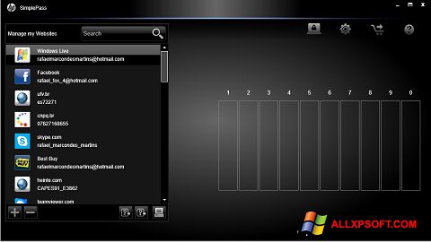 Ekran görüntüsü HP SimplePass Windows XP