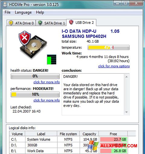 Ekran görüntüsü HDDlife Windows XP