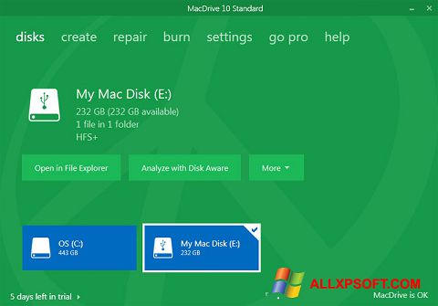 Ekran görüntüsü MacDrive Windows XP