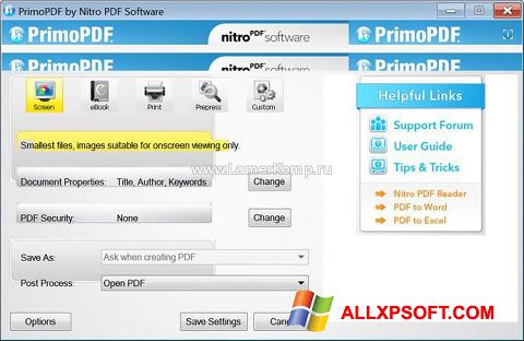 Ekran görüntüsü PrimoPDF Windows XP