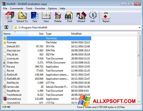 Ekran görüntüsü WinRAR Windows XP