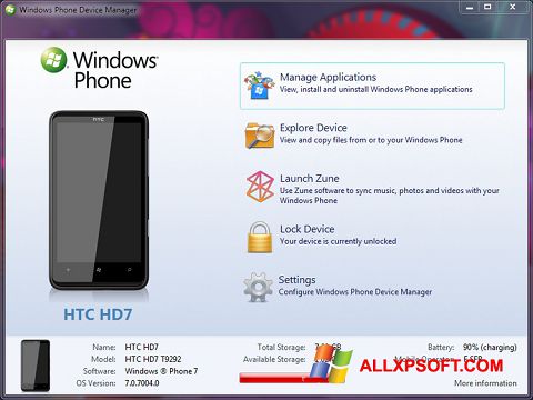 Ekran görüntüsü Windows Phone Device Manager Windows XP