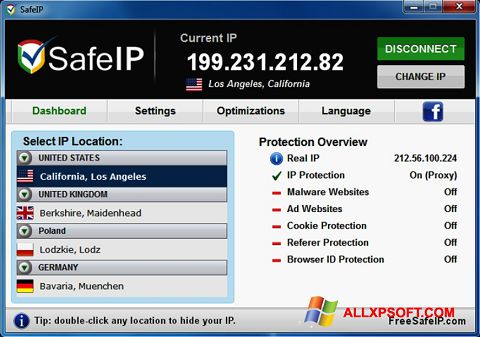 Ekran görüntüsü SafeIP Windows XP
