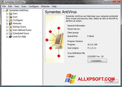 Ekran görüntüsü Symantec Antivirus Windows XP
