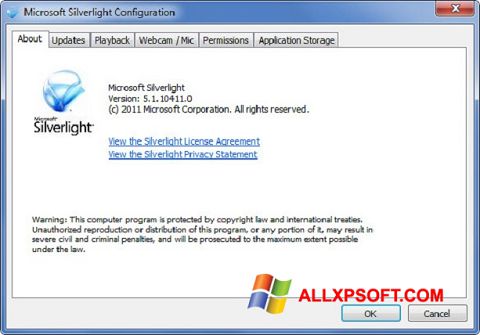 Ekran görüntüsü Microsoft Silverlight Windows XP