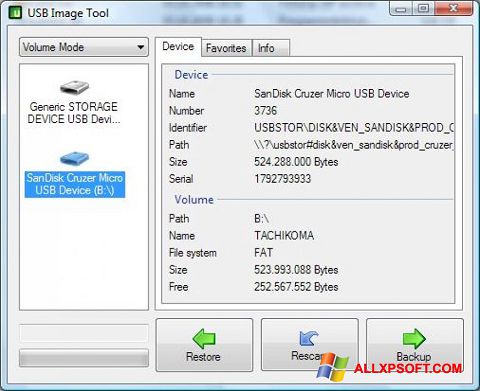 Ekran görüntüsü USB Image Tool Windows XP