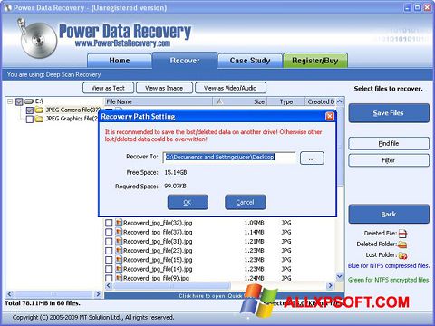 Ekran görüntüsü Wondershare Data Recovery Windows XP