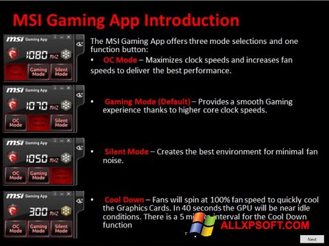 Ekran görüntüsü MSI Gaming App Windows XP