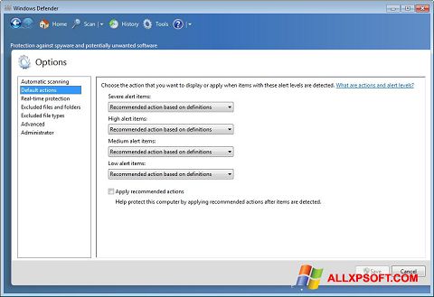 Ekran görüntüsü Windows Defender Windows XP