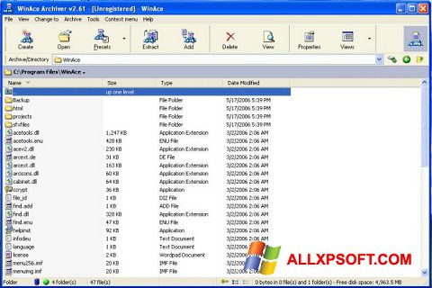 Ekran görüntüsü WinAce Windows XP