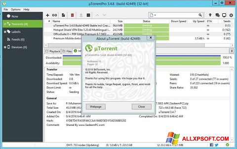 Ekran görüntüsü uTorrent Pro Windows XP