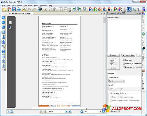 Ekran görüntüsü Solid Converter PDF Windows XP