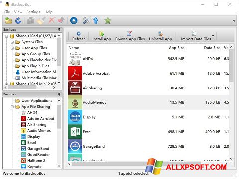 Ekran görüntüsü iBackupBot Windows XP