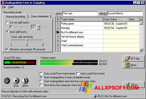 Ekran görüntüsü Audiograbber Windows XP