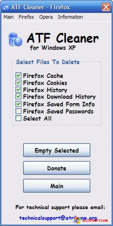 Ekran görüntüsü ATF Cleaner Windows XP