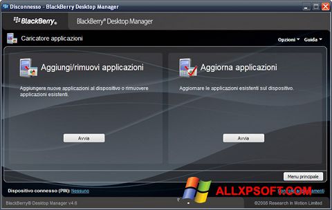 Ekran görüntüsü BlackBerry Desktop Manager Windows XP