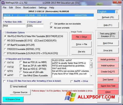 Ekran görüntüsü RMPrepUSB Windows XP