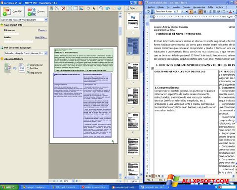 Ekran görüntüsü ABBYY PDF Transformer Windows XP