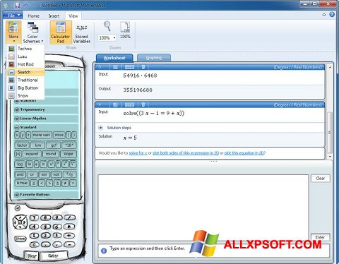 Ekran görüntüsü Microsoft Mathematics Windows XP