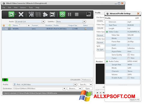 Ekran görüntüsü Xilisoft Video Converter Windows XP