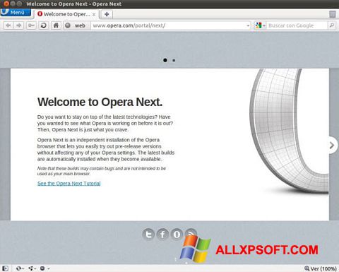 Ekran görüntüsü Opera Developer Windows XP