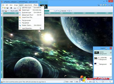 Ekran görüntüsü Paint.NET Windows XP